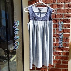 Style & Co Summer Dress! 💙💛💚💜 Sleeveless, Sequins, Gray Small